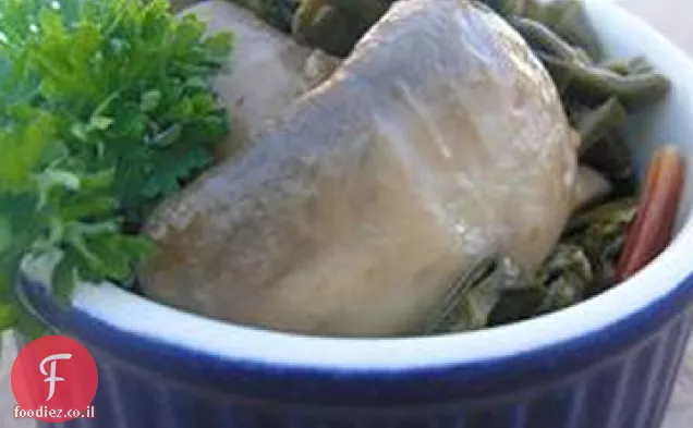 מנגולד שוויצרי מלוח עם Portobellos