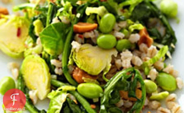 שעורה עם כרוב ניצנים, תרד, Edamame