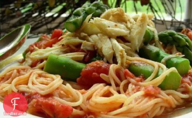 Spaghettini W / סרטן, אספרגוס ועגבניות מיובשות
