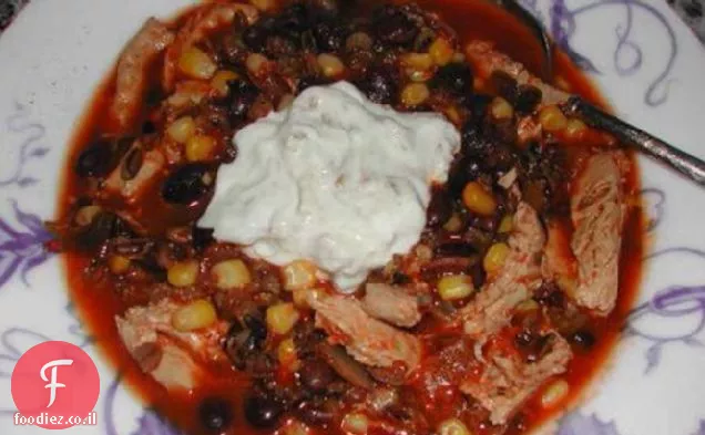מרק עוף מקסיקני עם כוסברה-צ'ילה קרם