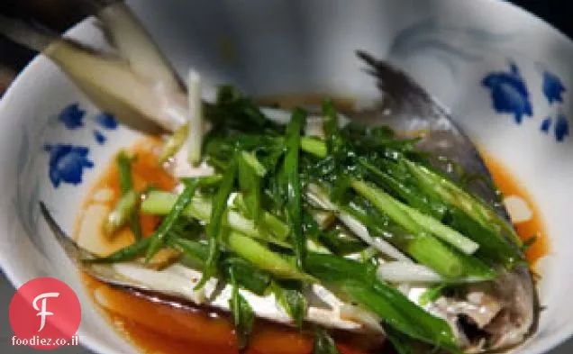 דגים מאודים סיניים עם בצל ירוק