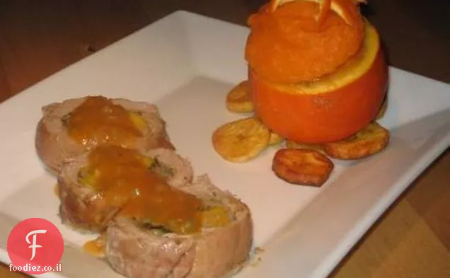 חזיר ממולא קריבי עם תפוז בטטות ובננות