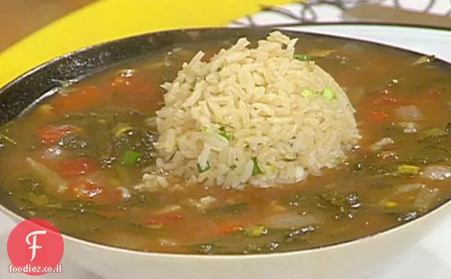 שן הארי ירוק Gumbo עם אורז טימין טוב