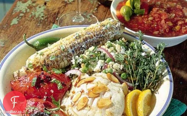 סנאפר בגריל עם רוטב תפוזים-שקדים