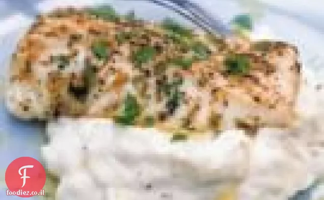 הליבוט בגריל עם מחית תפוחי אדמה-שומר