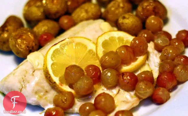 Walleye עם ענבים קלויים ותפוחי אדמה Fingerling