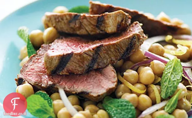 Harissa Lamb עם סלט חומוס מנטה לימון