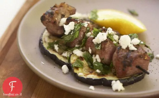 Grilled Lamb With Eggplant, Mint, And Feta