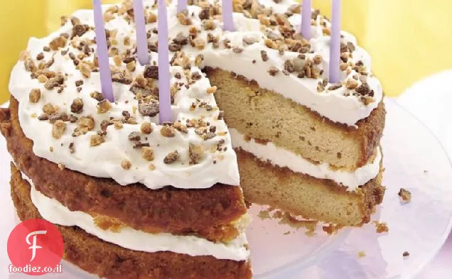 עוגת יום הולדת חמאת פקאן מלאה קרם