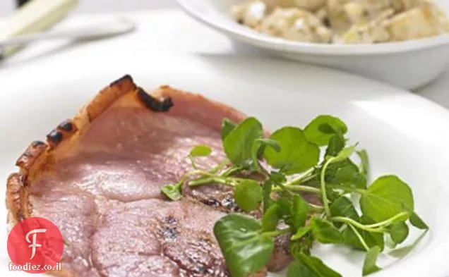 Gammon עם סלט תפוחי אדמה חרדל