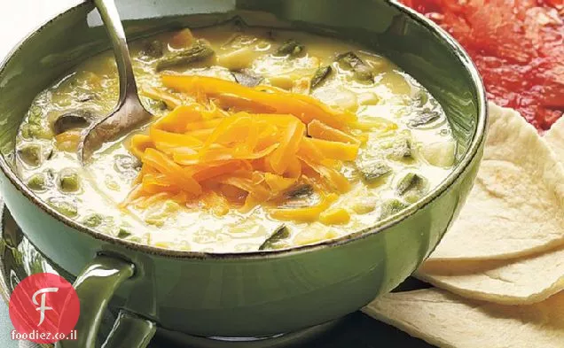 פיקנטי Poblano ומרק תירס