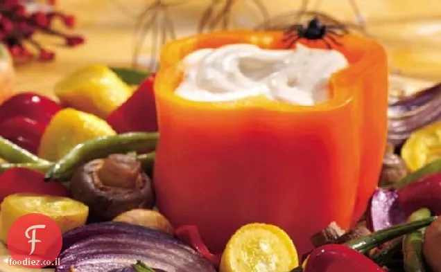 ירקות קלויים עם מטבל איולי חריף