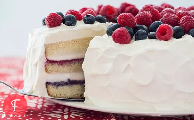 עוגת גלידה אדומה, לבנה וכחולה