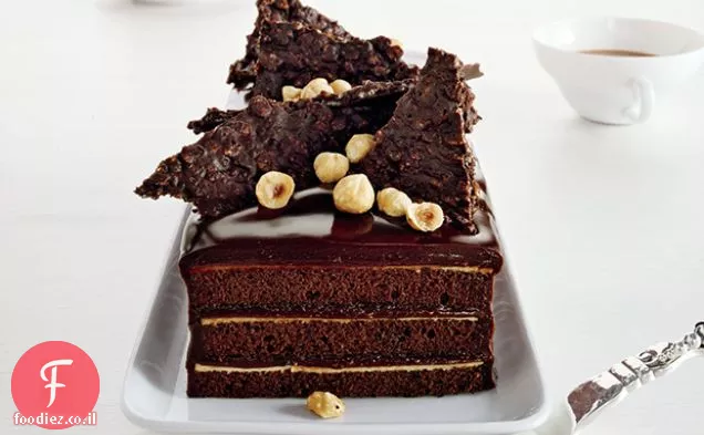 עוגת אגוזי לוז שוקולד עם קראנץ שוקולד פרלין