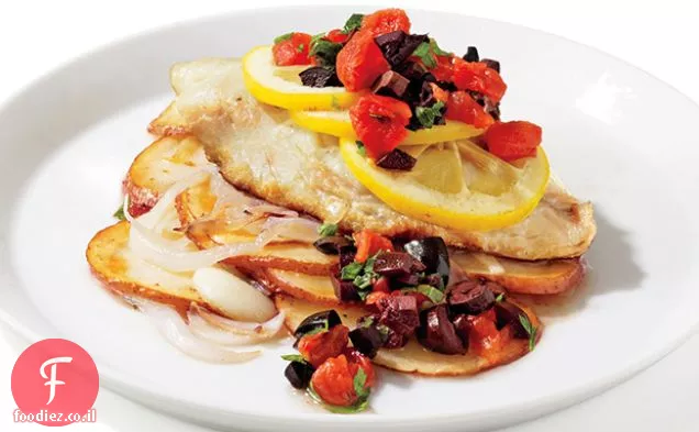 סנאפר אדום של אלפרד פורטלה עם תפוחי אדמה ובצל