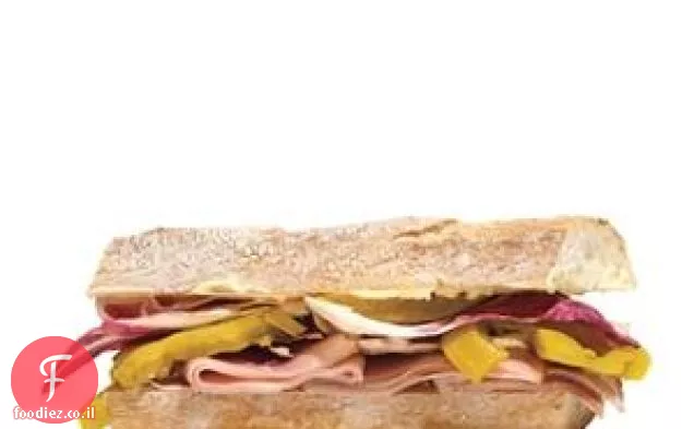 כריך בשר חזיר ועגבניות כבושות