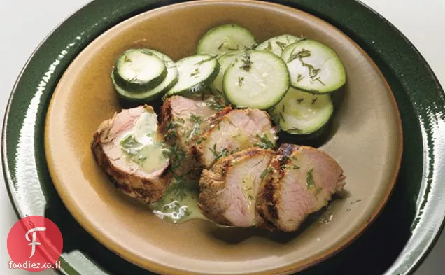 בשר חזיר צלוי עם חרדל-שמיר רוטב