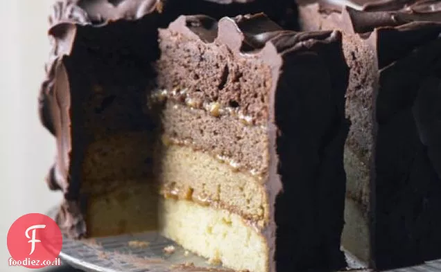 עוגת שוקולד וקרמל ombre