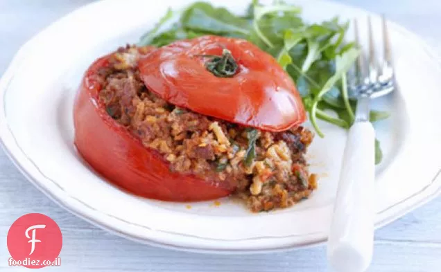 עגבניות ממולאות עם בשר טלה, שמיר ואורז
