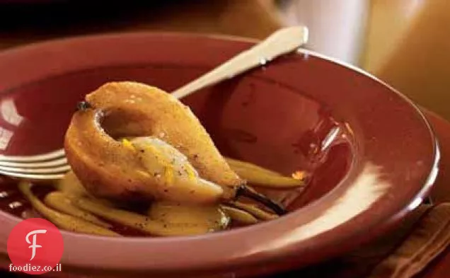 אגסים מקורמלים חמים עם ציפורן Zabaglione