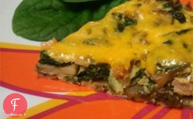 חזיר Garlicky, פטריות, פריטטה תרד