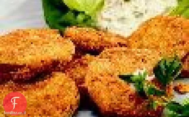 עגבניות ירוקות מטוגנות עם מיונז בזיליקום