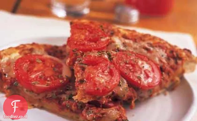 פלפל קלוי פסטו-פיצה עגבניות