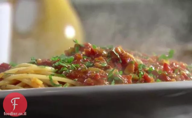 Pick-A-Pepper Pasta (Bucatini with Hot And Sweet and Pepped Peppers Sauce)