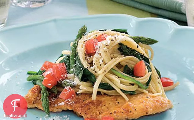 Scaloppine עוף עם תרד ולינגוויני