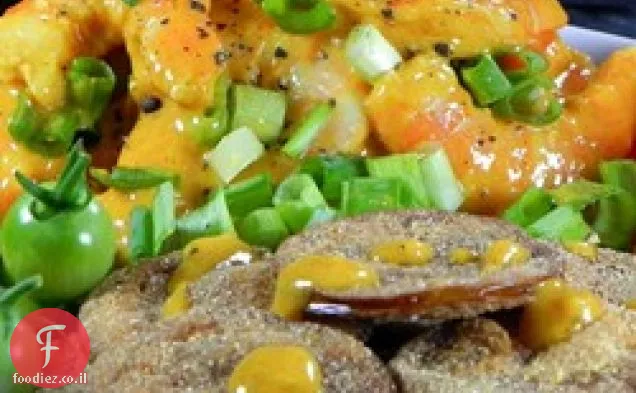 עגבניות ירוקות מטוגנות עם Remoulade שרימפס