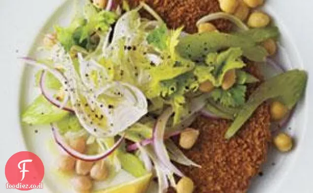קציצות חזיר מטוגנות בתנור עם שומר-חומוס סלט כרוב מתכון