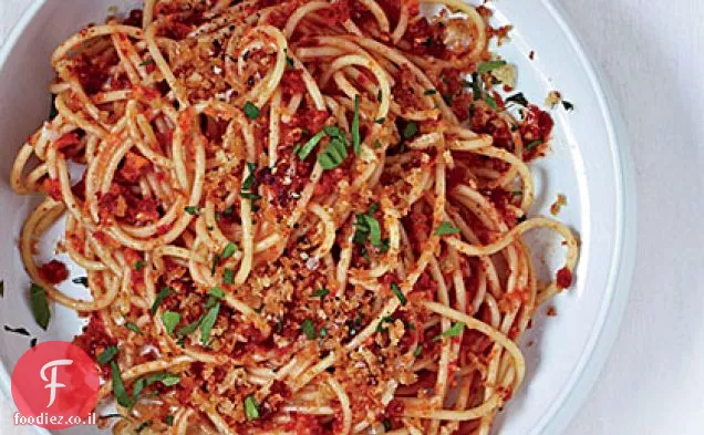 ספגטי עם שמש מיובשת-עגבניות-פסטו שקדים