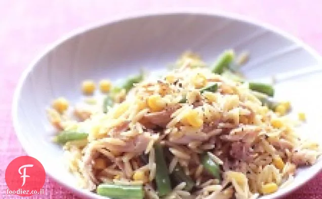 Orzo עם עוף, תירס, שעועית ירוקה