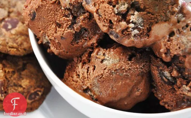 גלידת עוגיות שוקולד עוגיות תוצרת בית-טבעוני וללא גלוטן