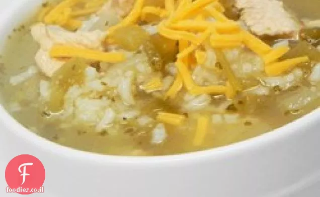 מרק עוף ואורז בצ'ילה ירוק