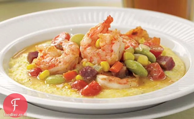 שרימפס ודגנים עם Succotash