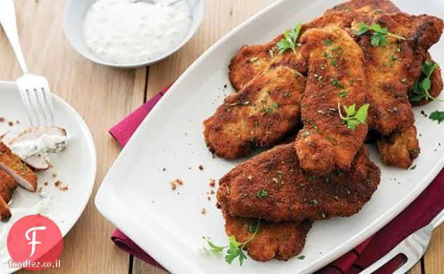 חזיר Milanese עם גלידת שמנת ורוטב לימון