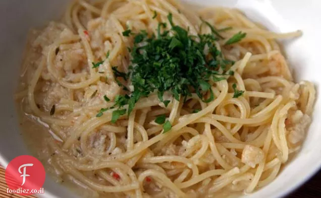 ארוחת ערב: ספגטי עם טימין-מחית סלרי צ'ילה