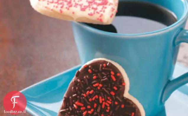 עוגיות לב חלביות בשוקולד