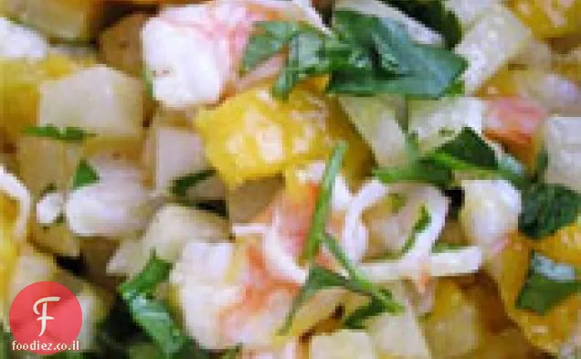 ארוחת ערב הלילה: שרימפס, Jicama, וסלט מנגו