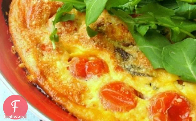 עגבניות שרי ובזיליקום Clafoutis