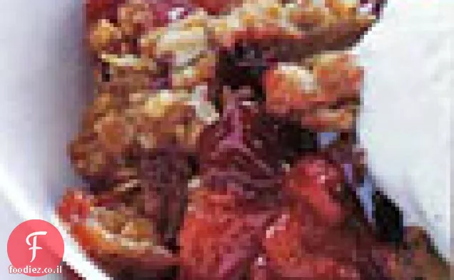 Cranberry-Apple פריך עם ציפוי Streusel שיבולת שועל