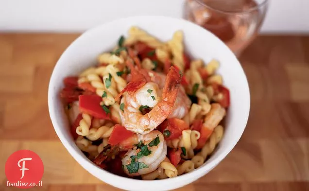 Gemelli עם שרימפס ופלפל ירוק