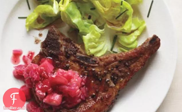 צלעות חזיר עם מתכון חריף Rhubarb Chutney