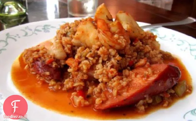 Cajun Jambalaya עם שפמנון, צדפות ושרימפס