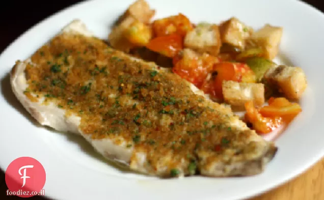 ארוחת ערב הלילה: דג אפוי עם פירורי לחם מלוחים